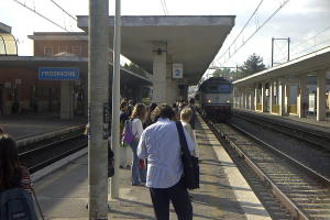 Catching our train to Rome from Frosinone