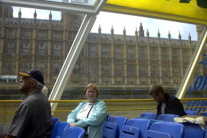 on the Thames going past Parliament